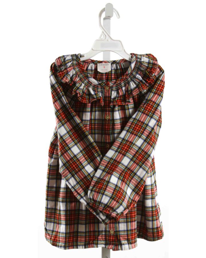 CREWCUTS  RED  PLAID  SHIRT-LS WITH RUFFLE