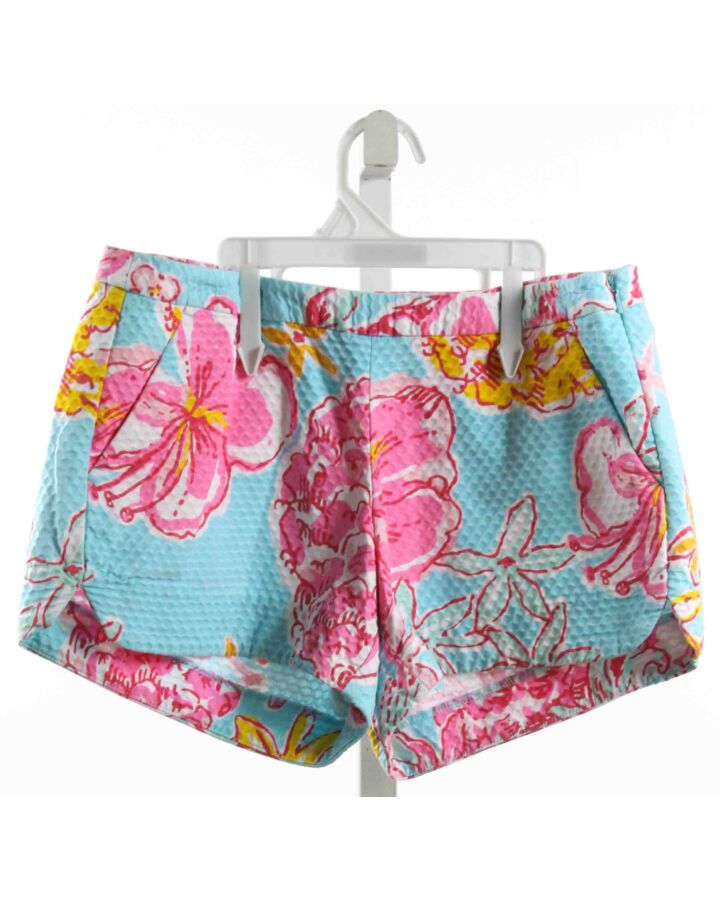 LILLY PULITZER  AQUA PIQUE FLORAL  SHORTS