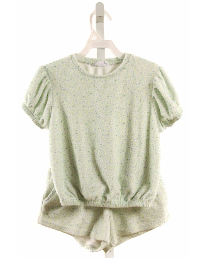 MINNOW  GREEN TERRY CLOTH FLORAL  2-PIECE OUTFIT
