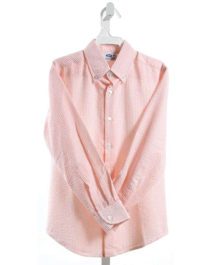 BEAUX ET BELLES  PINK SEERSUCKER STRIPED  DRESS SHIRT