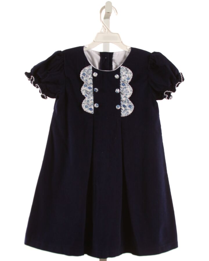 TRUE  NAVY CORDUROY   DRESS WITH PICOT STITCHING