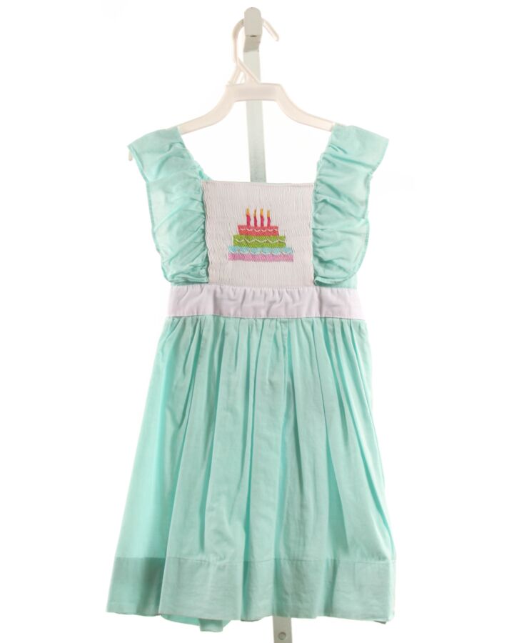 PLEATS & STITCHES  AQUA   SMOCKED DRESS