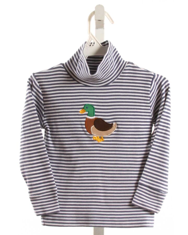 LITTLE ENGLISH  BLUE  STRIPED APPLIQUED KNIT LS SHIRT