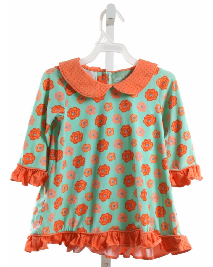 SAGE & LILLY  ORANGE  FLORAL  KNIT DRESS WITH RUFFLE