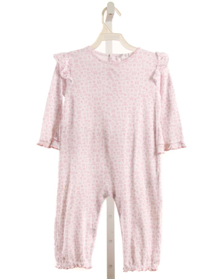 KISSY KISSY  PINK   PRINTED DESIGN KNIT ROMPER WITH PICOT STITCHING