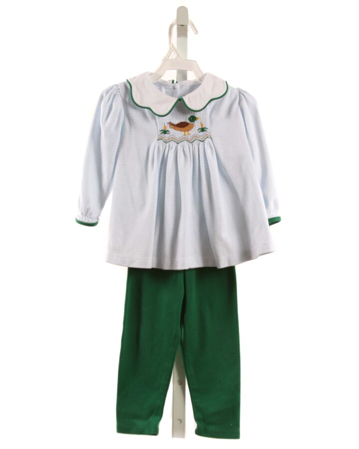ZUCCINI  BLUE KNIT STRIPED SMOCKED 2-PIECE OUTFIT