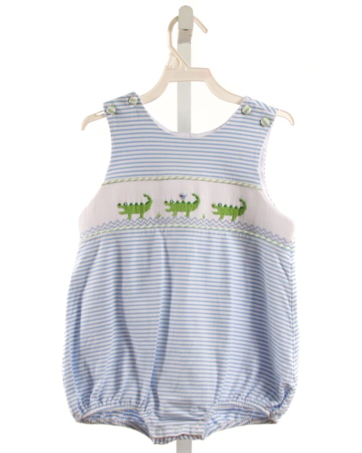 SHRIMP & GRITS  LT BLUE  STRIPED SMOCKED KNIT BUBBLE