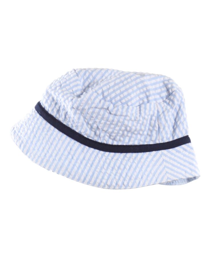 NO TAG  BLUE SEERSUCKER STRIPED  HAT