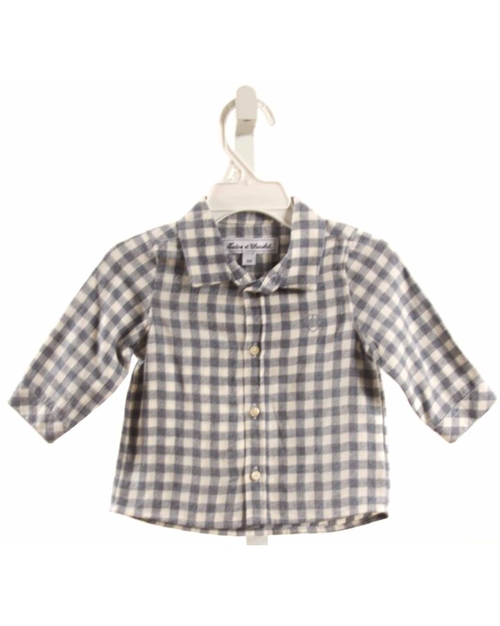 TARTINE ET CHOCOLAT  LT BLUE FLANNEL GINGHAM  DRESS SHIRT