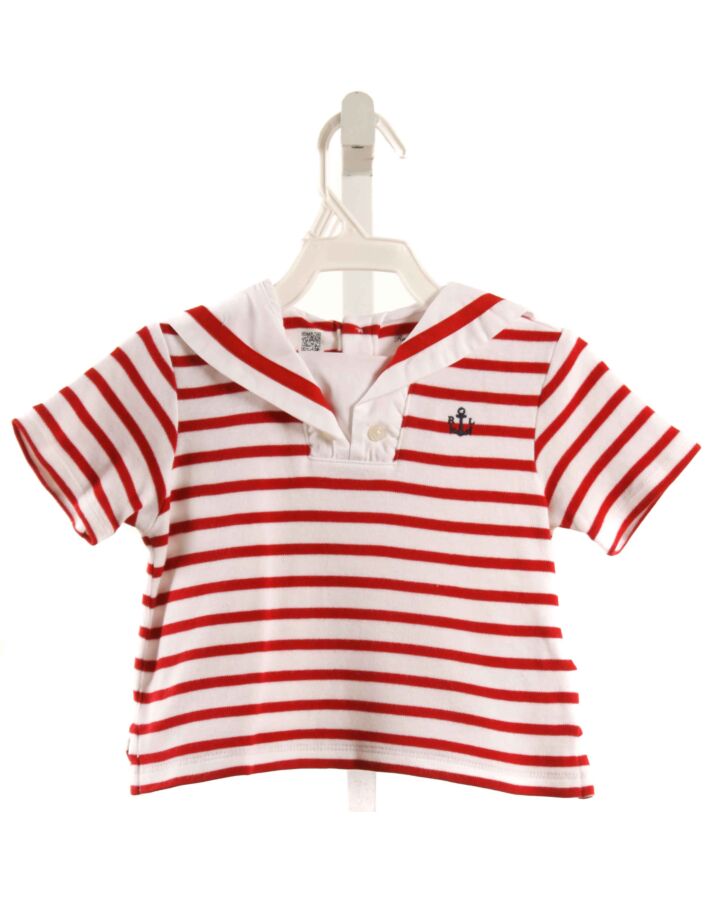 RALPH LAUREN  RED  STRIPED  KNIT SS SHIRT
