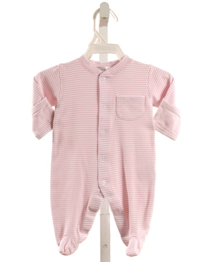 KISSY KISSY  PINK KNIT STRIPED  LAYETTE WITH PICOT STITCHING
