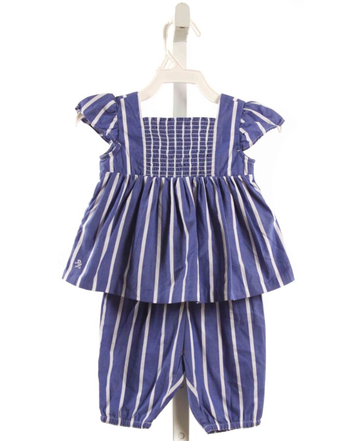 RALPH LAUREN  BLUE  STRIPED SMOCKED 2-PIECE OUTFIT