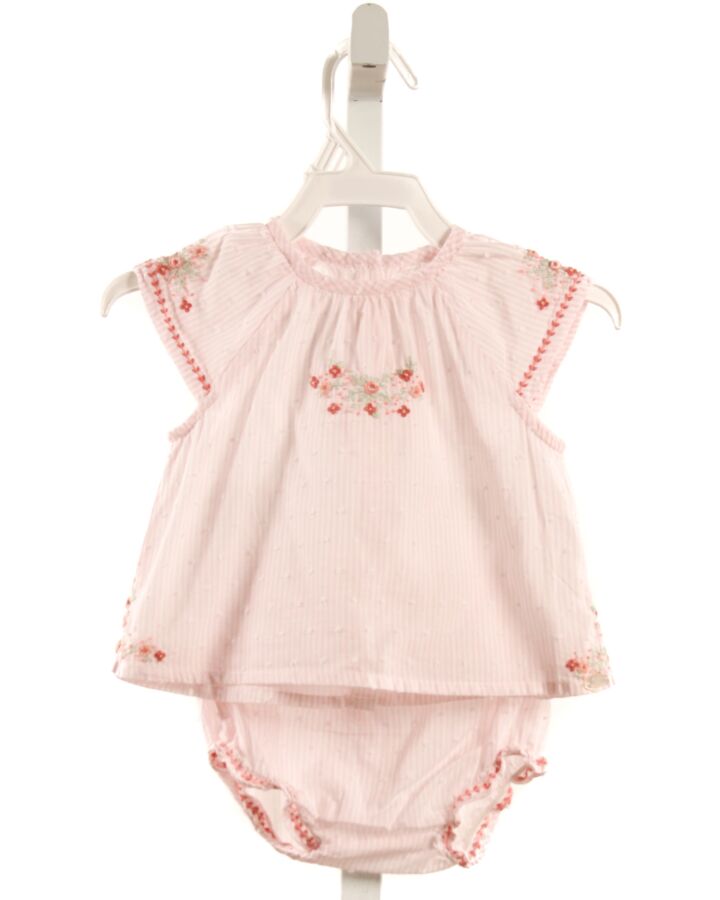 TARTINE ET CHOCOLAT  PINK SWISS DOT STRIPED  2-PIECE OUTFIT