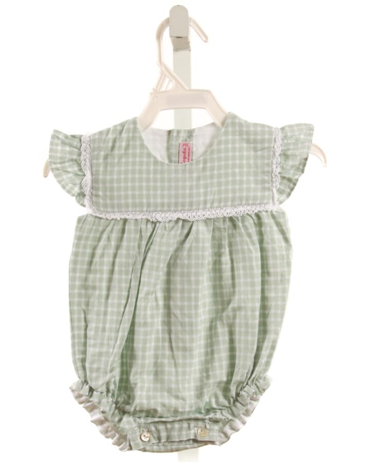 LA COQUETA  MINT  GINGHAM  BUBBLE WITH LACE TRIM