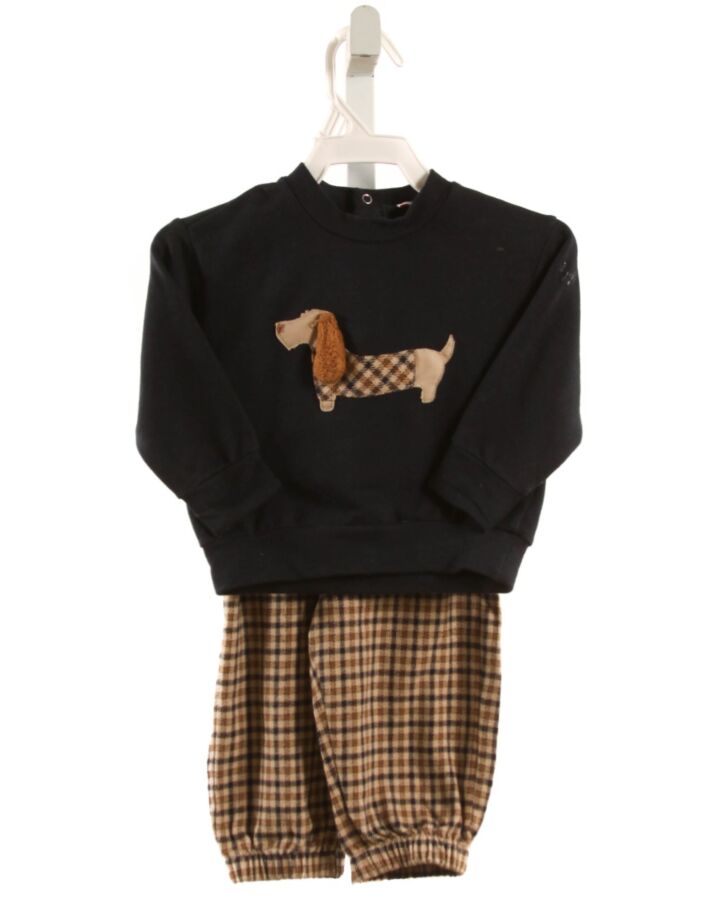 IL GUFO  BROWN  PLAID APPLIQUED 2-PIECE OUTFIT