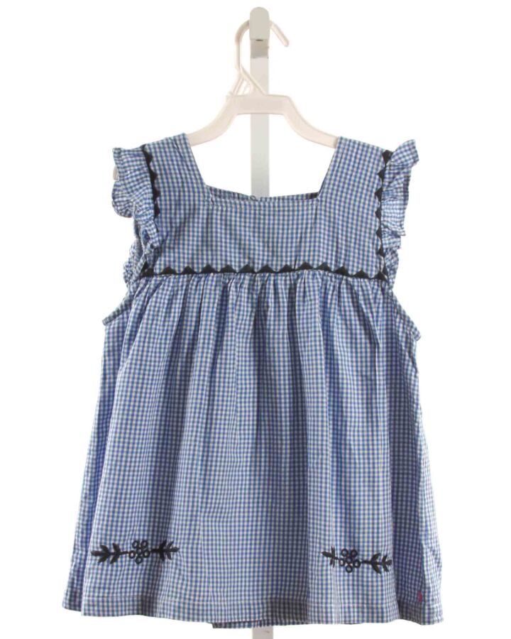 PINK CHICKEN  BLUE  GINGHAM EMBROIDERED SLEEVELESS SHIRT