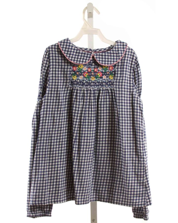 MINI BODEN  NAVY  GINGHAM EMBROIDERED SHIRT-LS