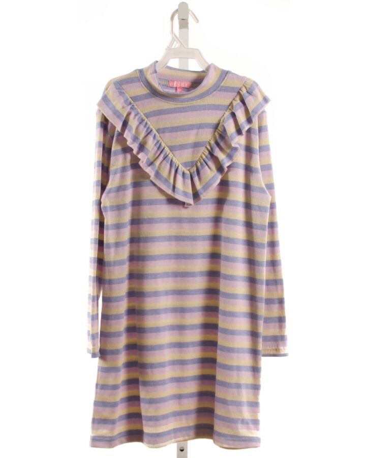 BISBY BY LITTLE ENGLISH  LAVENDER  STRIPED  KNIT DRESS WITH RUFFLE