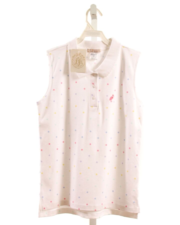 THE BEAUFORT BONNET COMPANY  WHITE KNIT POLKA DOT  SLEEVELESS SHIRT