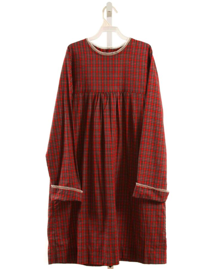 HANNAH KATE  RED  PLAID  DRESS WITH EYELET TRIM