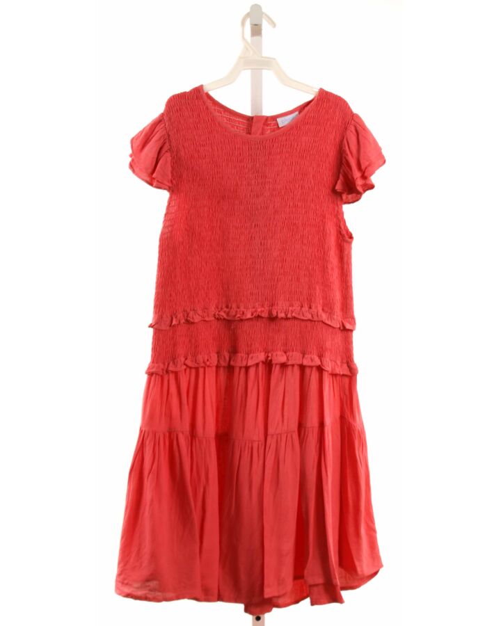 PLEAT.  RED   SMOCKED DRESS