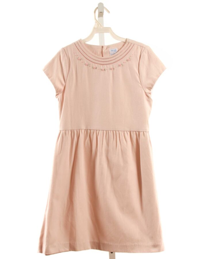 LULI & ME  LT PINK PIQUE FLORAL EMBROIDERED DRESS