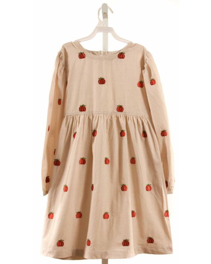 PINK CHICKEN  BROWN  WINDOWPANE EMBROIDERED DRESS