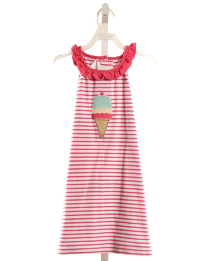 ZUCCINI  PINK  STRIPED APPLIQUED KNIT DRESS