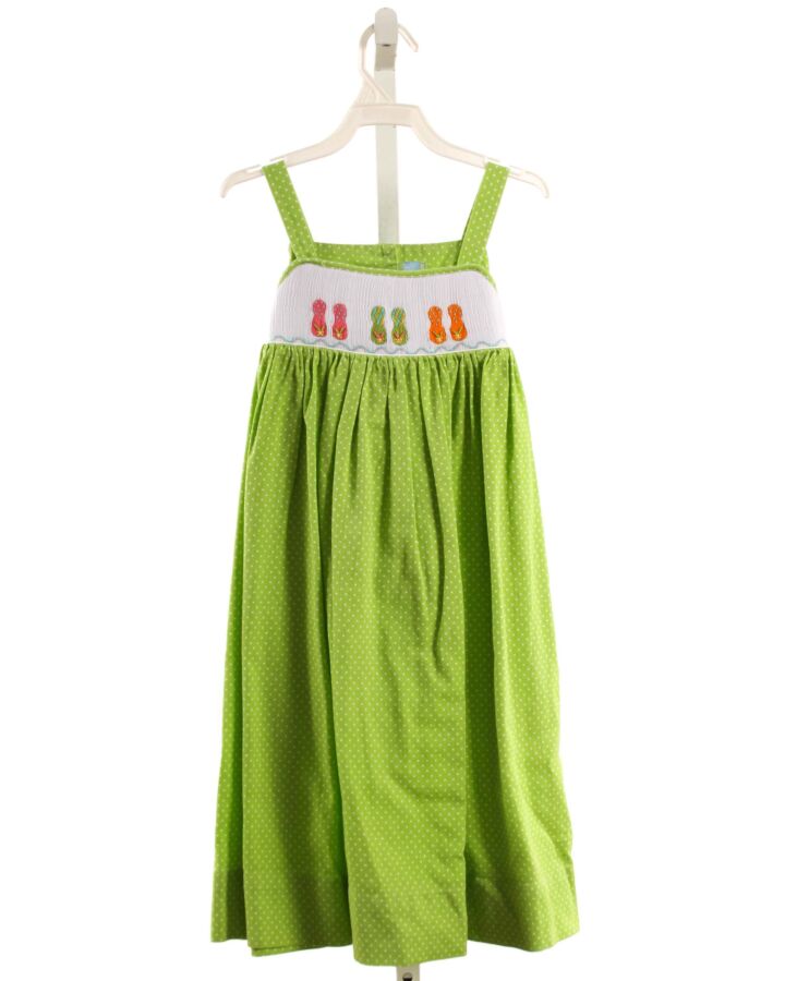 VELANI  LIME GREEN  POLKA DOT SMOCKED DRESS