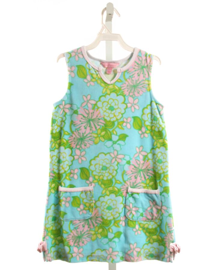 LILLY PULITZER  AQUA TERRY CLOTH FLORAL  KNIT DRESS