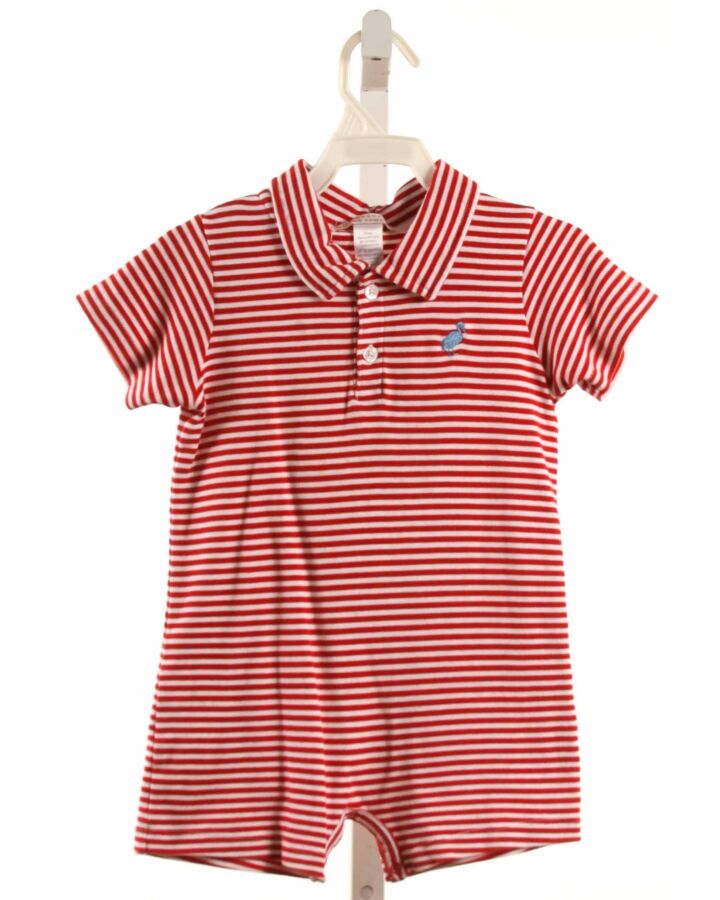 THE BEAUFORT BONNET COMPANY  RED  STRIPED  KNIT SHORTALL