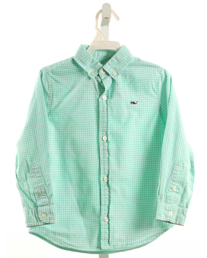 VINEYARD VINES  MINT  GINGHAM  DRESS SHIRT