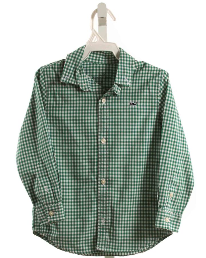 VINEYARD VINES  GREEN  GINGHAM  DRESS SHIRT