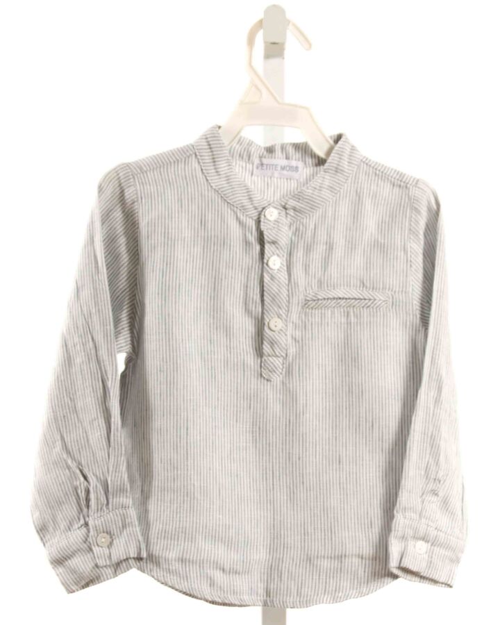 PETITE MOSS  LT BLUE LINEN STRIPED  DRESS SHIRT