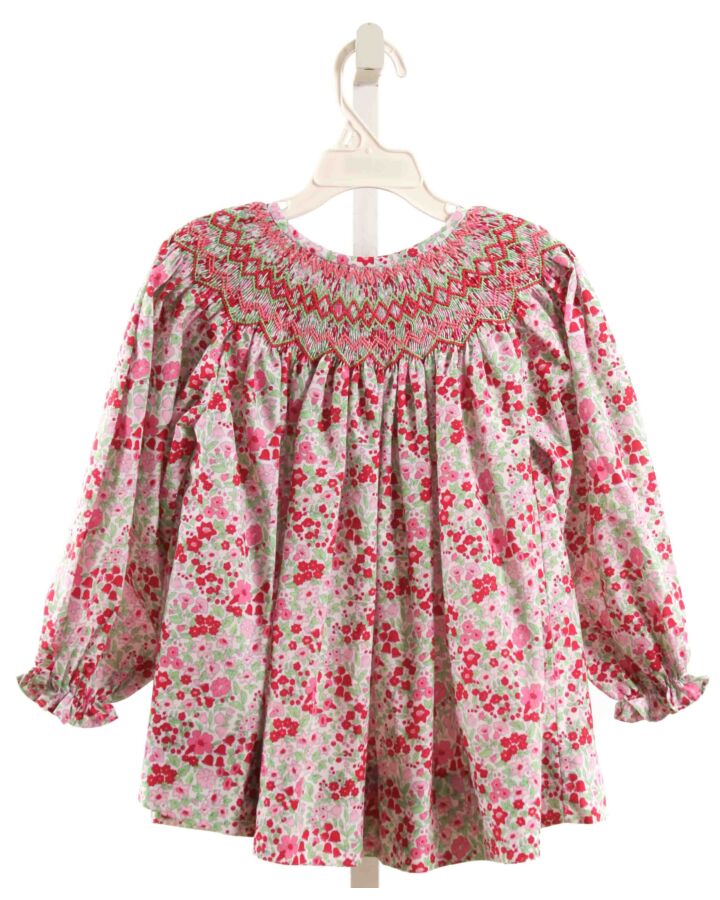 CECIL & LOU  HOT PINK  FLORAL SMOCKED DRESS SHIRT