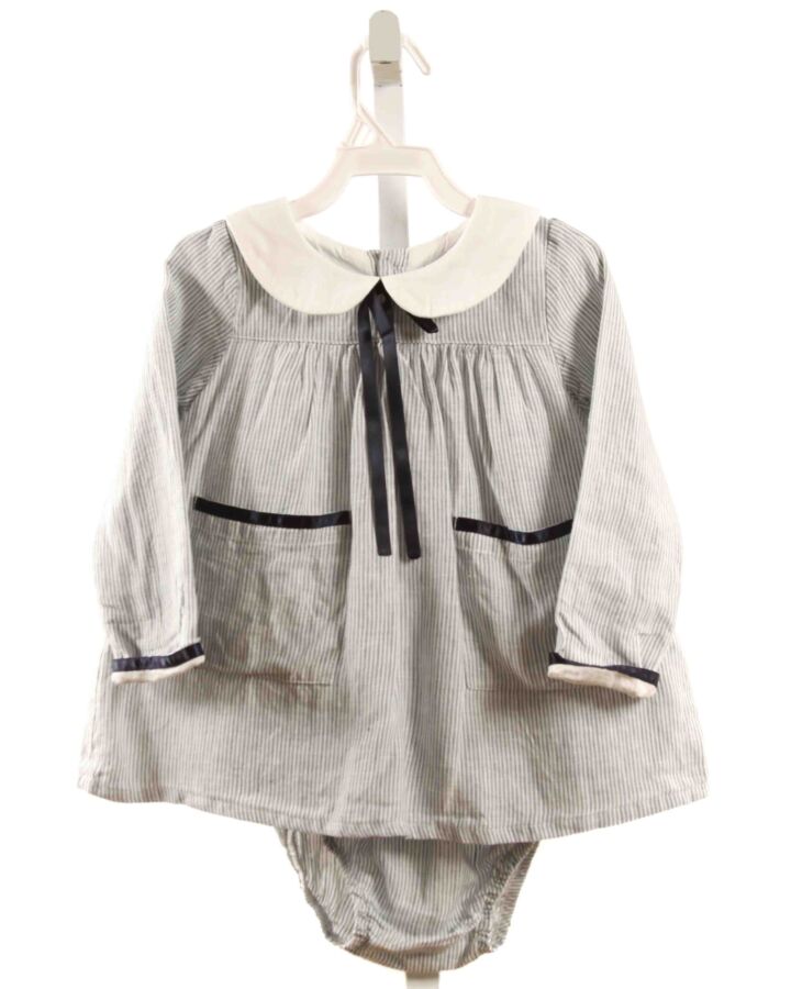 PETITE MOSS  LT BLUE LINEN STRIPED  2-PIECE OUTFIT