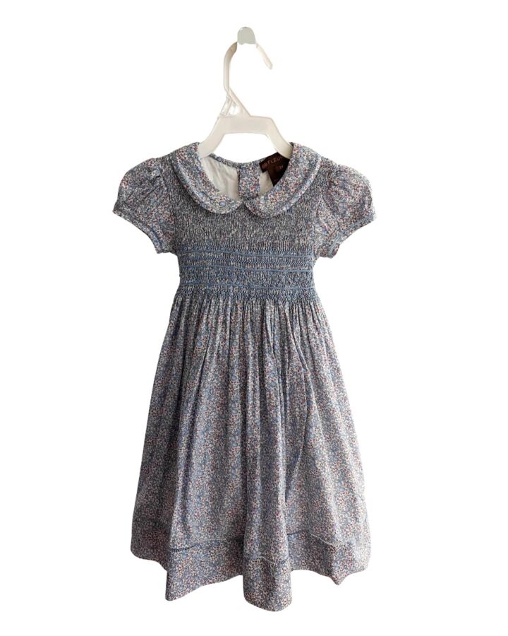 FLEURISSE  BLUE  FLORAL SMOCKED DRESS