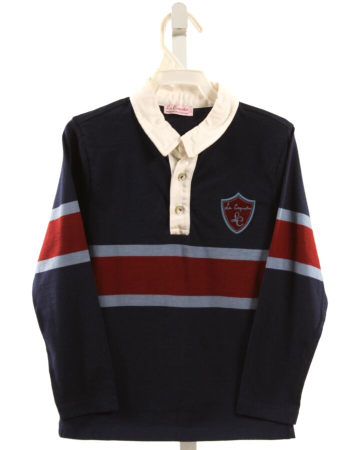 LA COQUETA  NAVY  STRIPED APPLIQUED KNIT LS SHIRT