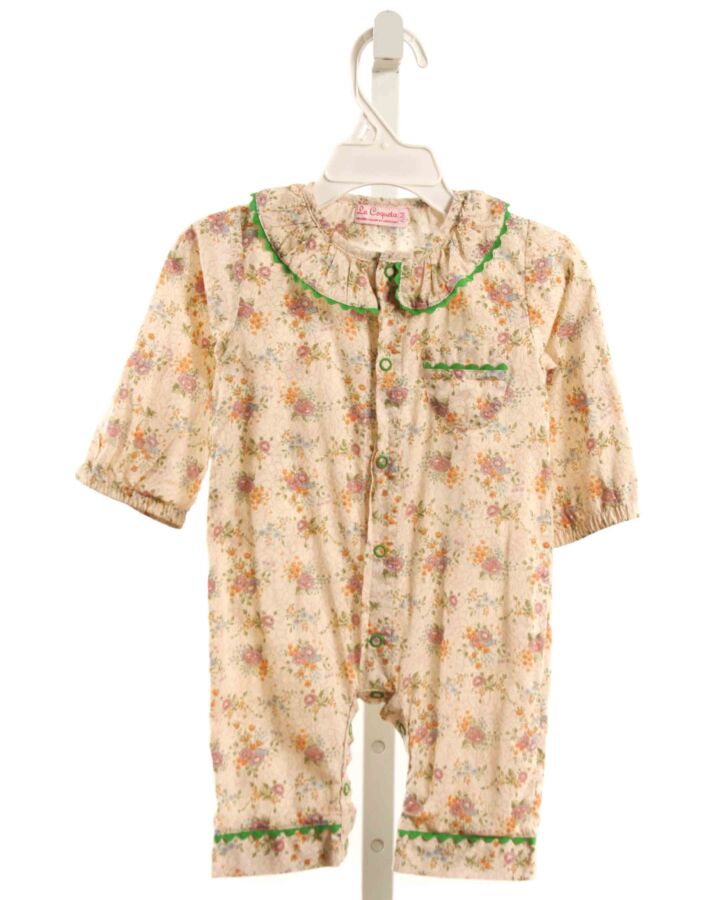LA COQUETA  IVORY  FLORAL  ROMPER WITH RIC RAC