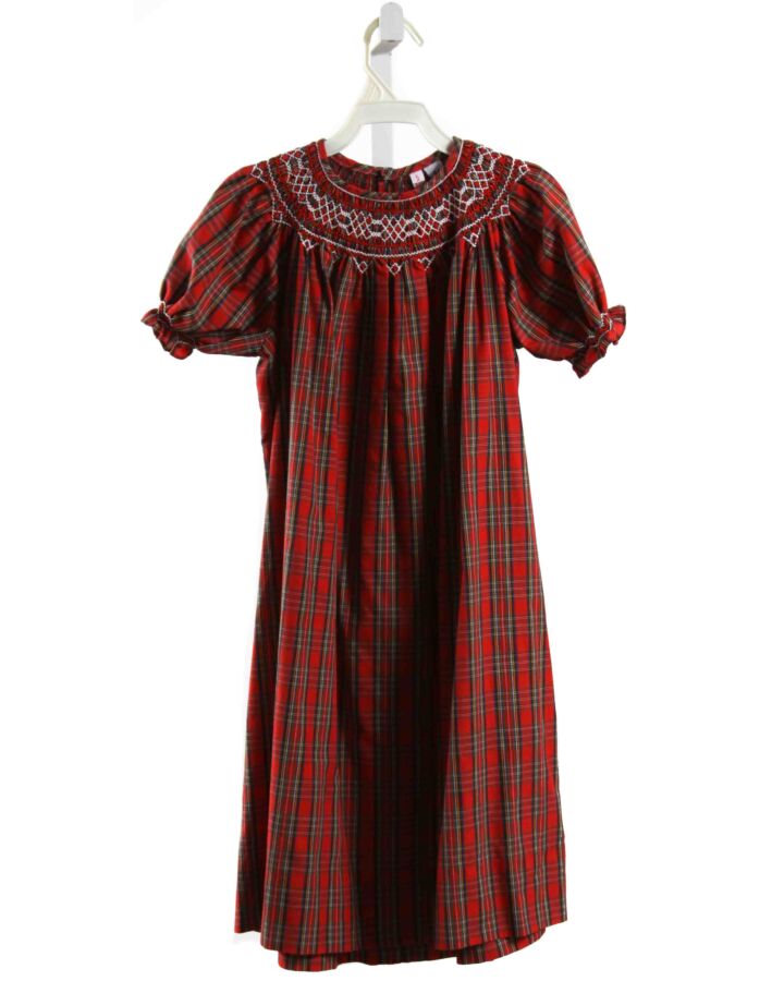 ORIENT EXPRESSED  RED  PLAID SMOCKED DRESS