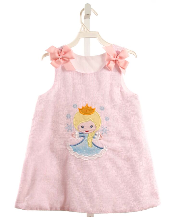 NO TAG  PINK SEERSUCKER  APPLIQUED DRESS