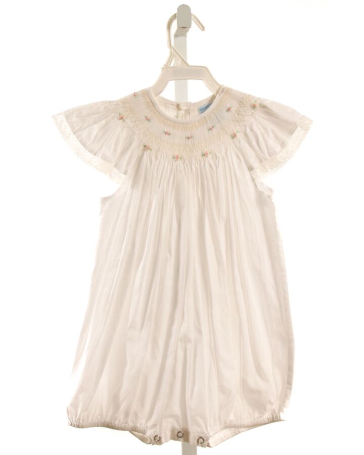 REMEMBER NGUYEN  WHITE   SMOCKED ROMPER WITH LACE TRIM