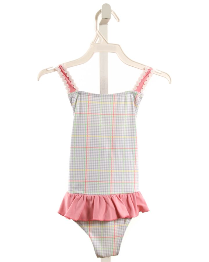 THE BEAUFORT BONNET COMPANY  LT BLUE  PLAID  1-PIECE SWIMSUIT WITH RUFFLE