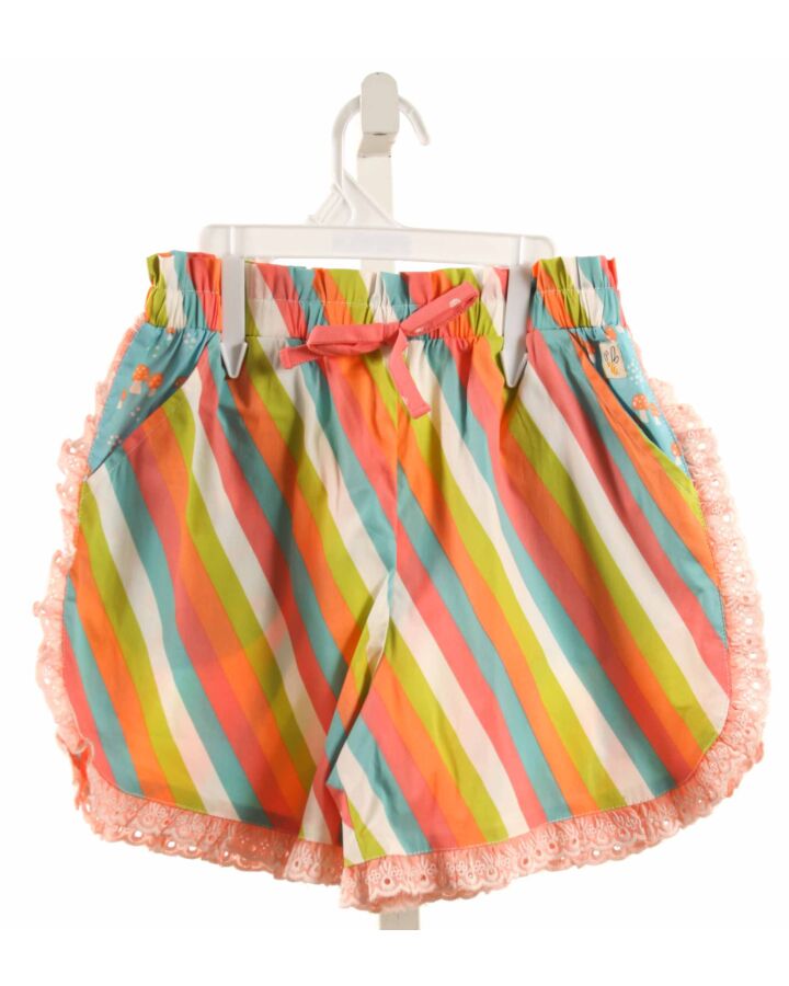 WILD FLOWERS  MULTI-COLOR  STRIPED  SHORTS WITH EYELET TRIM