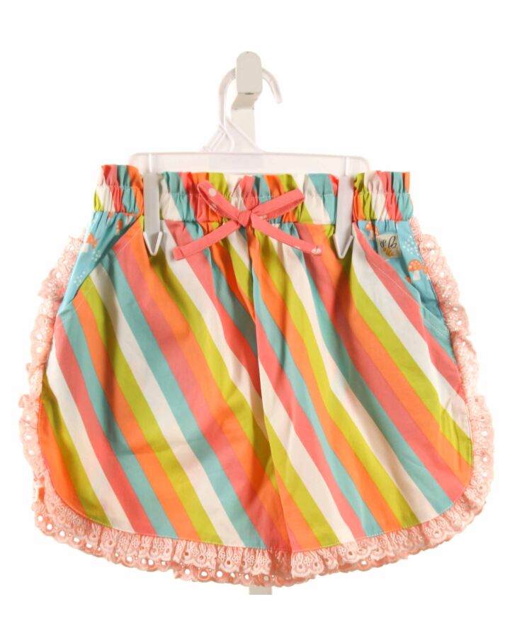 WILD FLOWERS  MULTI-COLOR  STRIPED  SHORTS WITH EYELET TRIM