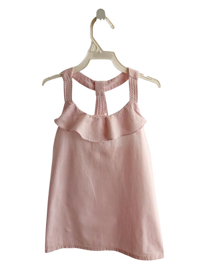 BELLA BLISS  PINK SEERSUCKER STRIPED  SLEEVELESS SHIRT