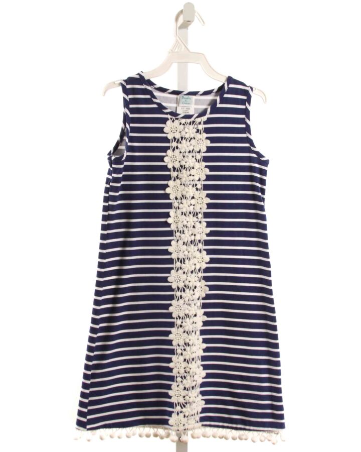 PEACHES 'N CREAM  BLUE KNIT STRIPED  DRESS