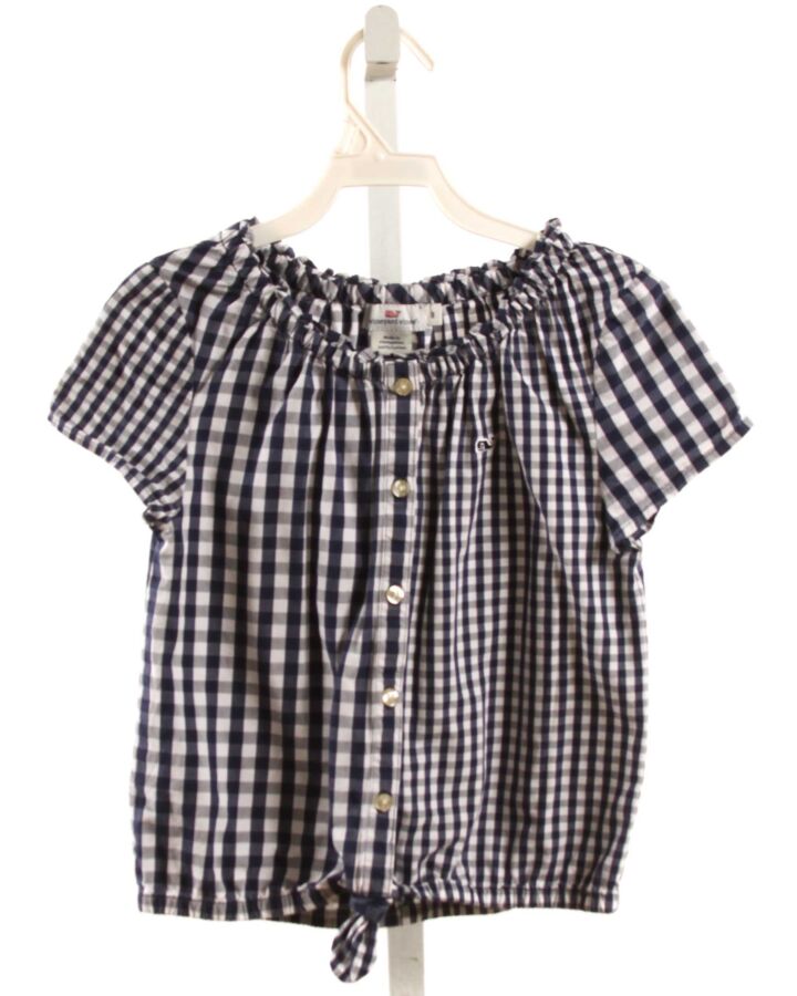 VINEYARD VINES  NAVY  GINGHAM SMOCKED SHIRT-SS