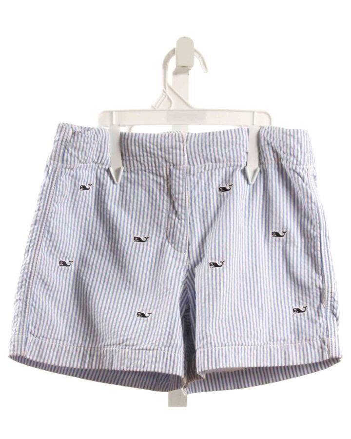 VINEYARD VINES  BLUE SEERSUCKER STRIPED EMBROIDERED SHORTS