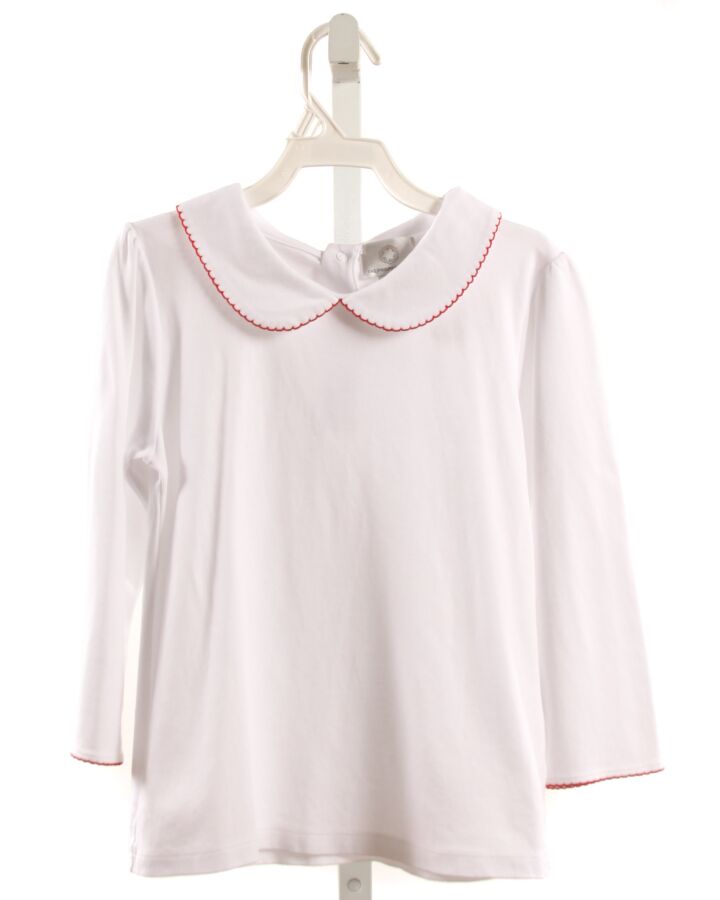 THE PROPER PEONY  WHITE    KNIT LS SHIRT WITH PICOT STITCHING